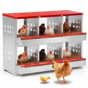 CAVEEN Chicken Nesting Boxes, Roll-Away Egg Hack, 6/10 Compartment Metal Chicken Nesting Box w/ Safe Collection Tray, Perch & Lid - Wall Mount or Stand for Hens & Ducks, Black Friday