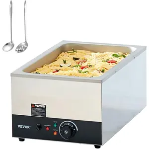 VEVOR 6-Pan Commercial Food Warmer, 24QT Electric Steam Table, 1200W Professional Countertop Stainless Steel Buffet Bain Marie with 86-185F Temp Control for Catering and Restaurants, Silver