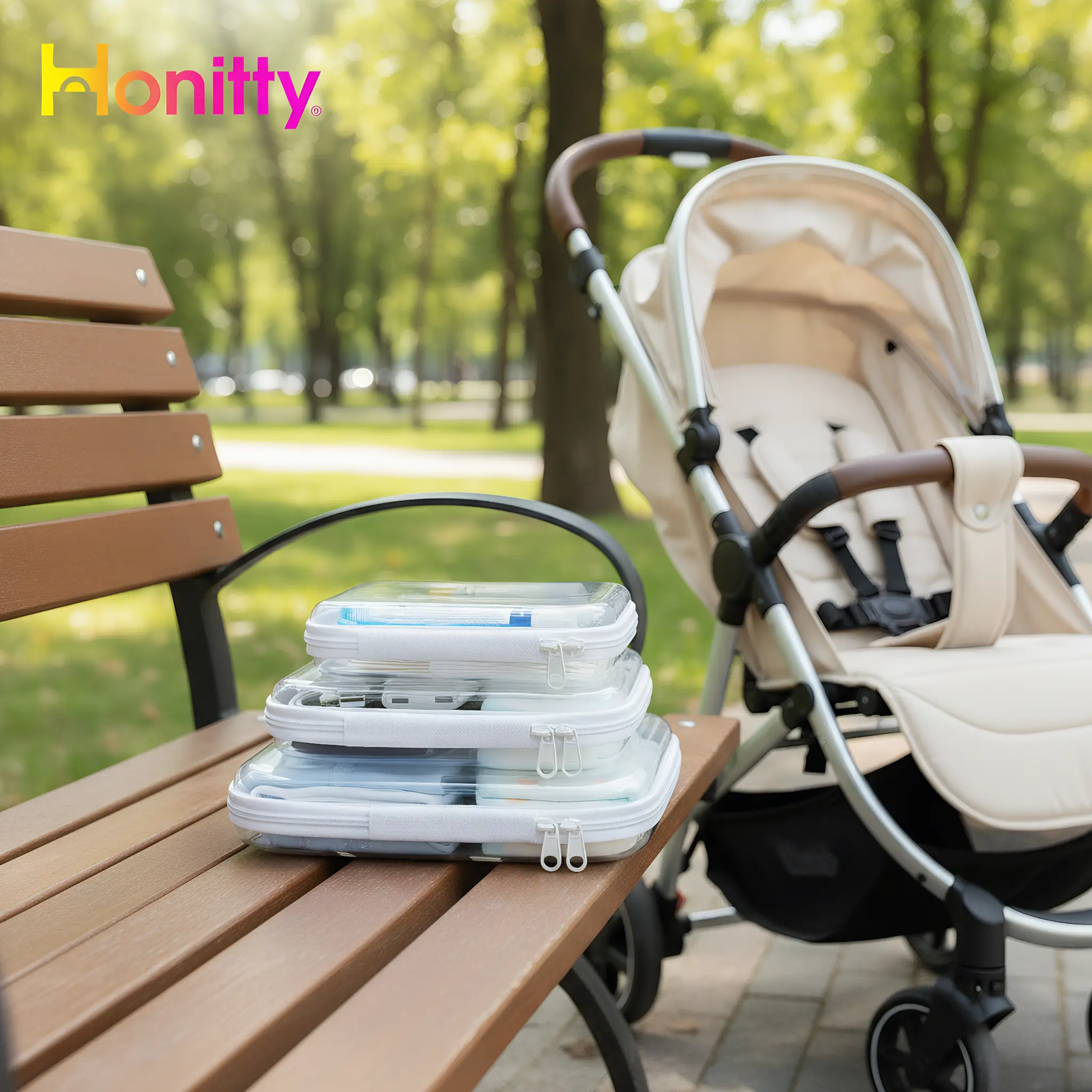 HONITTY 3-Piece Storage Organizer Set - Glass-Clear PVC Hard Shell