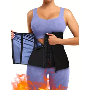 Women's Sweat-Enhancing Waist Trainer with Triple Hook Closure, Non-Slip Fitness Sauna Belt for Tummy Control and, Black Adjustable Waist Cincher for Workouts and Sauna Use, Workout Accessory, Sleek Design, Strong Support