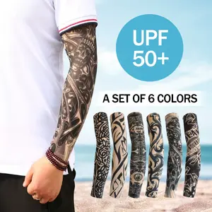 6-Pack Fake Tattoo Arm Sleeves – Unisex Temporary Ink & UV Sunscreen Sleeves for Costumes, Cosplay, Sports (Slip-On Design)