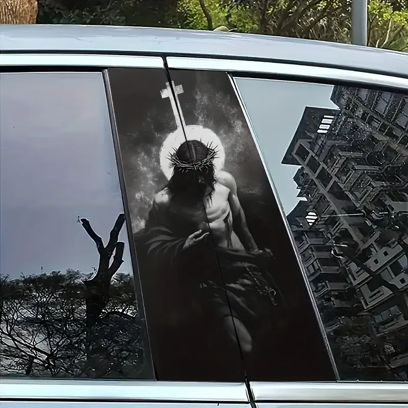 Redeemer Jesus Car Sticker, Religious Faith Vinyl, Scratch-Resistant Waterproof Sunscreen, Self-Adhesive for Glass Metal Plastic Ceramic Wood Surfaces, Windshield Sticker