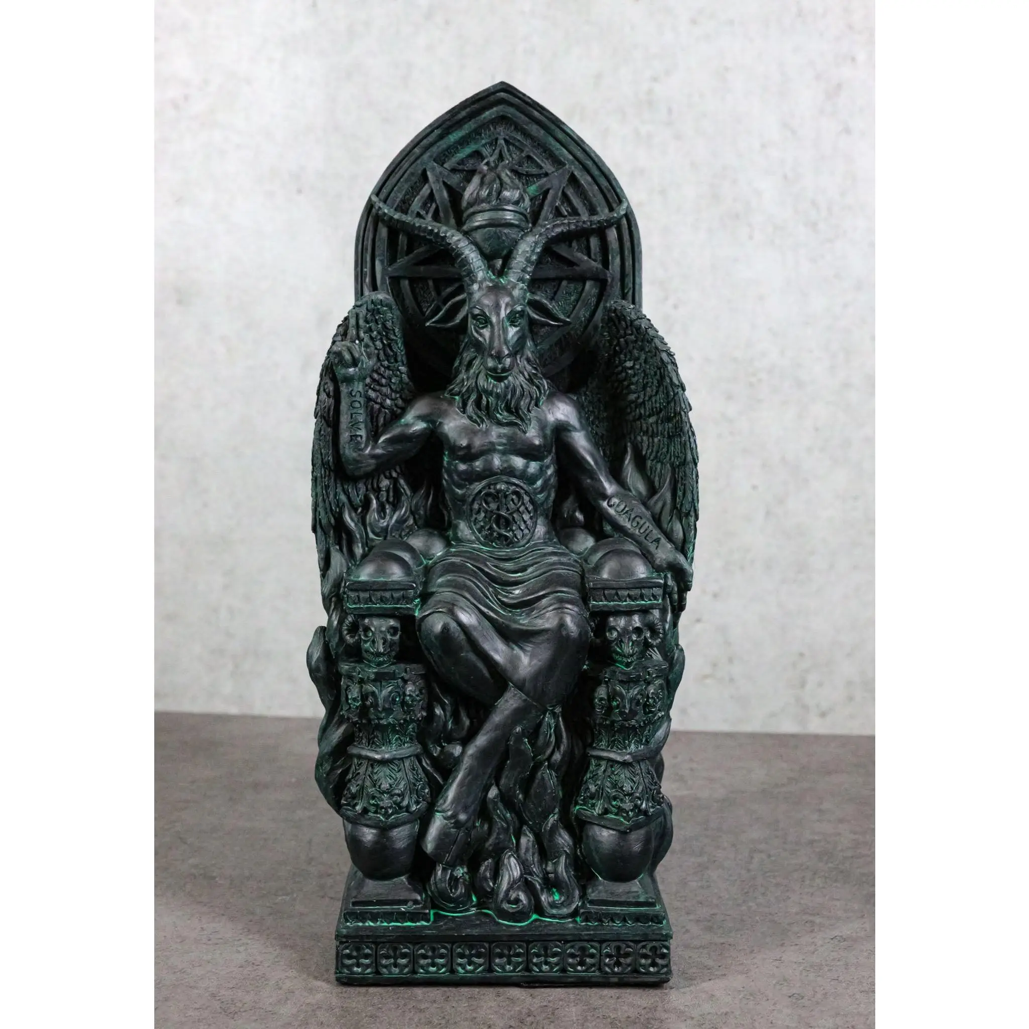 Sabbatic Goat Idol Baphomet Seated On Hell Pentagram Throne Home Decor Statue