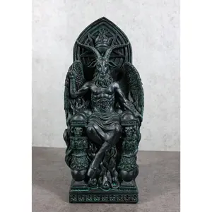 Sabbatic Goat Idol Baphomet Seated On Hell Pentagram Throne Home Decor Statue
