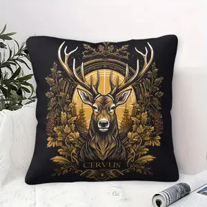 Deer Cervus Print Pattern Pillow (Including Pillow Core), Home Decoration Cushion, Suitable For Sofas, Beds, Bedrooms And Living Rooms, Suitable For Adult Home Decoration, Suitable As a Gift