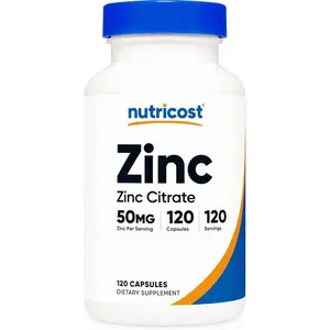 Nutricost Zinc Citrate (50 mg) 120 Capsules - Zinc Citrate Supplement for Men & Women, Vegan