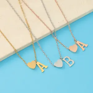 Heart Initial Necklace for Women Teen Girls - Plated Letter A-Z Pendant Necklace Dainty Heart Necklaces Tiny Initial Necklaces Birthday Gifts for Women Jewelry