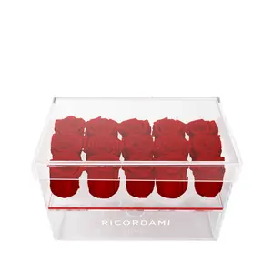 Exquisite Preserved Real Rose Arrangement with 15 Real Forever Roses in Large Acrylic Box artificial flower