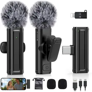Mini Microphone for , iPad, Android Phone, 2 Pack Lavalier Mic with 360? Rotatable Clip, Plug and Play Noise Reduction USB-C Lapel Mic for Video Recording YouTube Content Creators