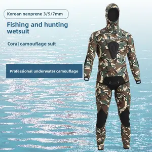 5MM cold and warm surf suit one-piece diving suit men, free diving fishing and hunting camouflage new wet clothes 3MM fishing suit