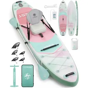 [Summervibes] 12'×36" Inflatable Stand Up Paddle Board, 500LBS Extra Wide Capacity Premium SUP, Non-Slip Stable Deck, Kayak Seat, Complete Accessories Kit with Backpack, for Advanced Paddlers & Fishing,summervibes