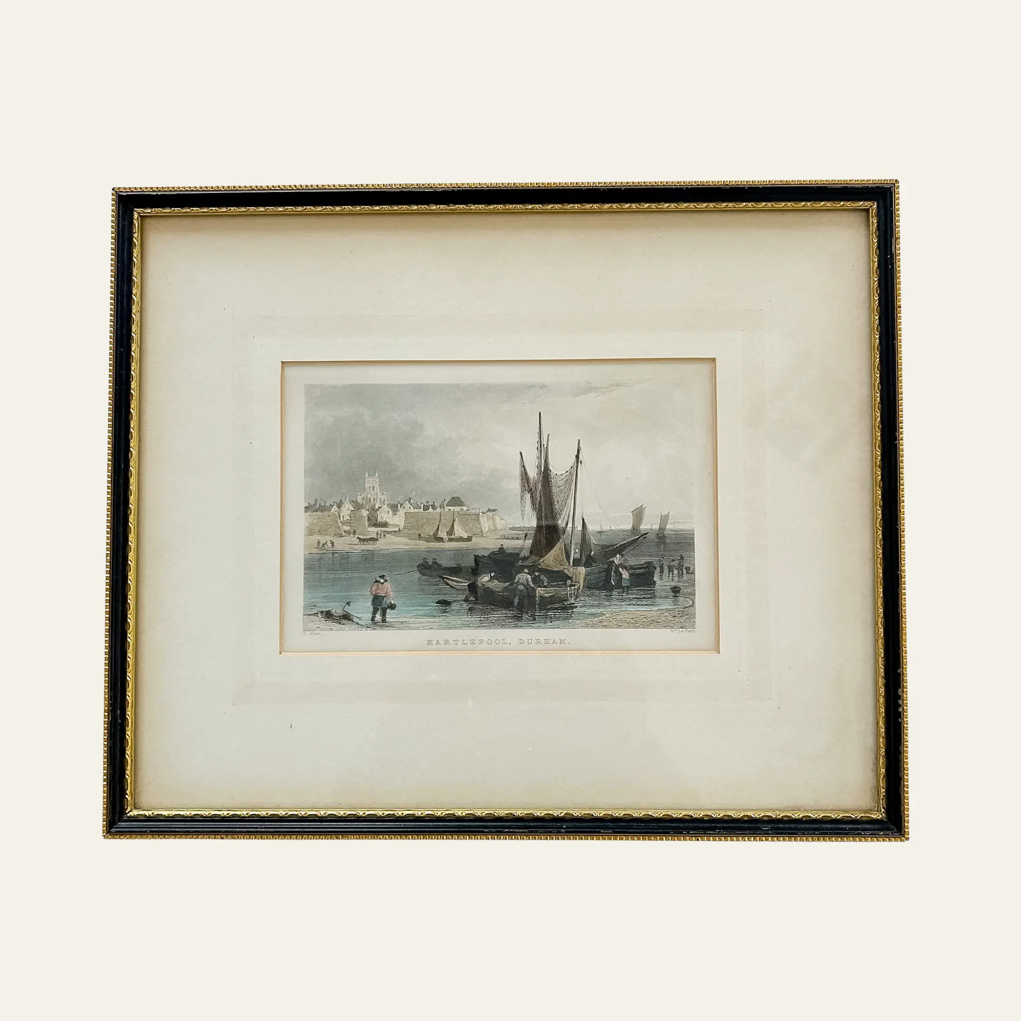 1885 Hartlepool, Durham Engraving | Antique Coastal Print in Vintage Frame