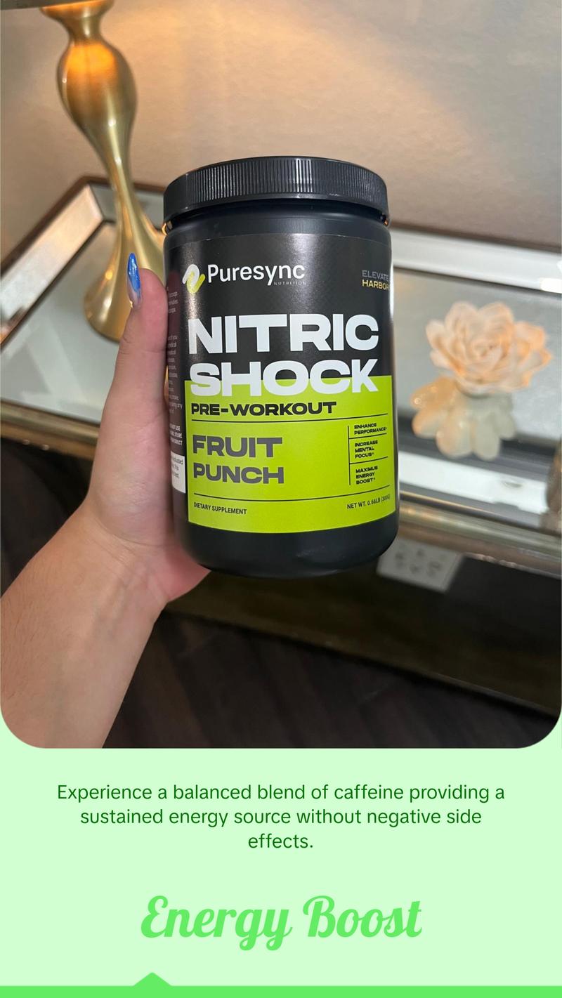 PureSync - Nitric Shock Pre-Workout Powder (Fruit Punch) - 0.66lb 30 Scoop
