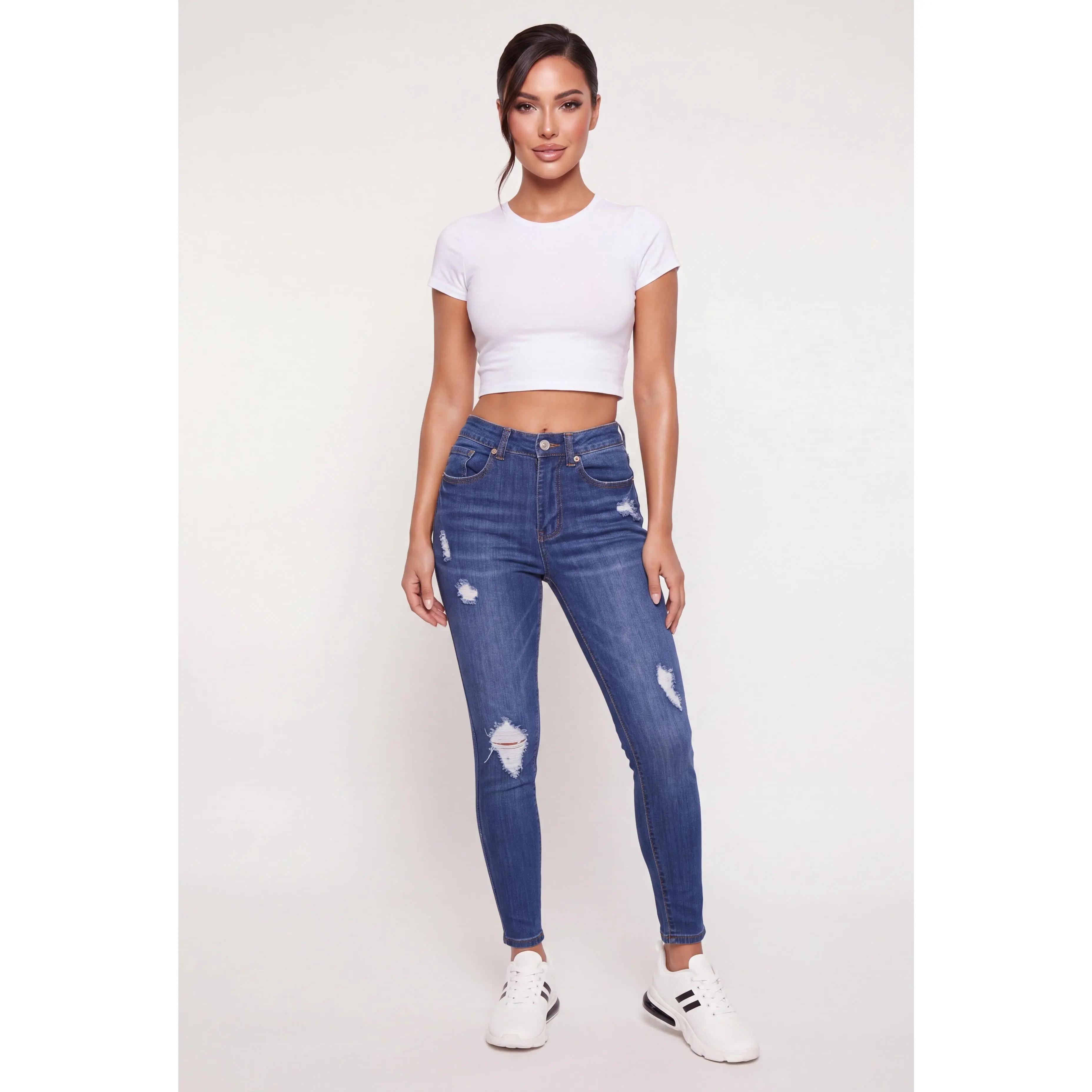Distressed High Waisted Skinny Jeans