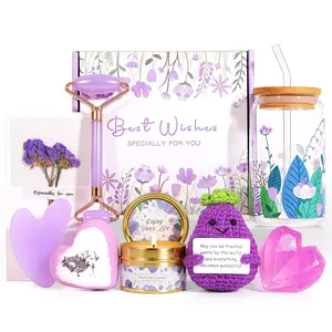 Gifts Basket for Women & Teen Girls Purple Relaxing Bath Gifts Basket Set Birthday Gifts Ideas for Women Relaxing Spa Gifts Self Care Gifts Box for Female Friends Gift