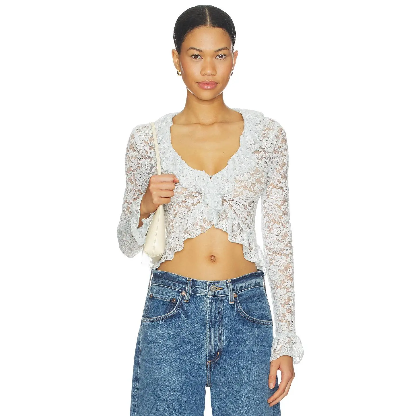 LIONESS Long Nights Long Sleeve Top in Ice