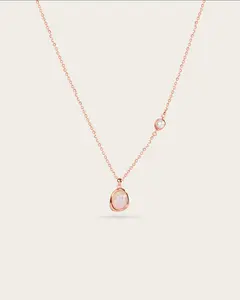 Mira Orbit Opal & Pearl Pendant Necklace - Rose Gold Vermeil