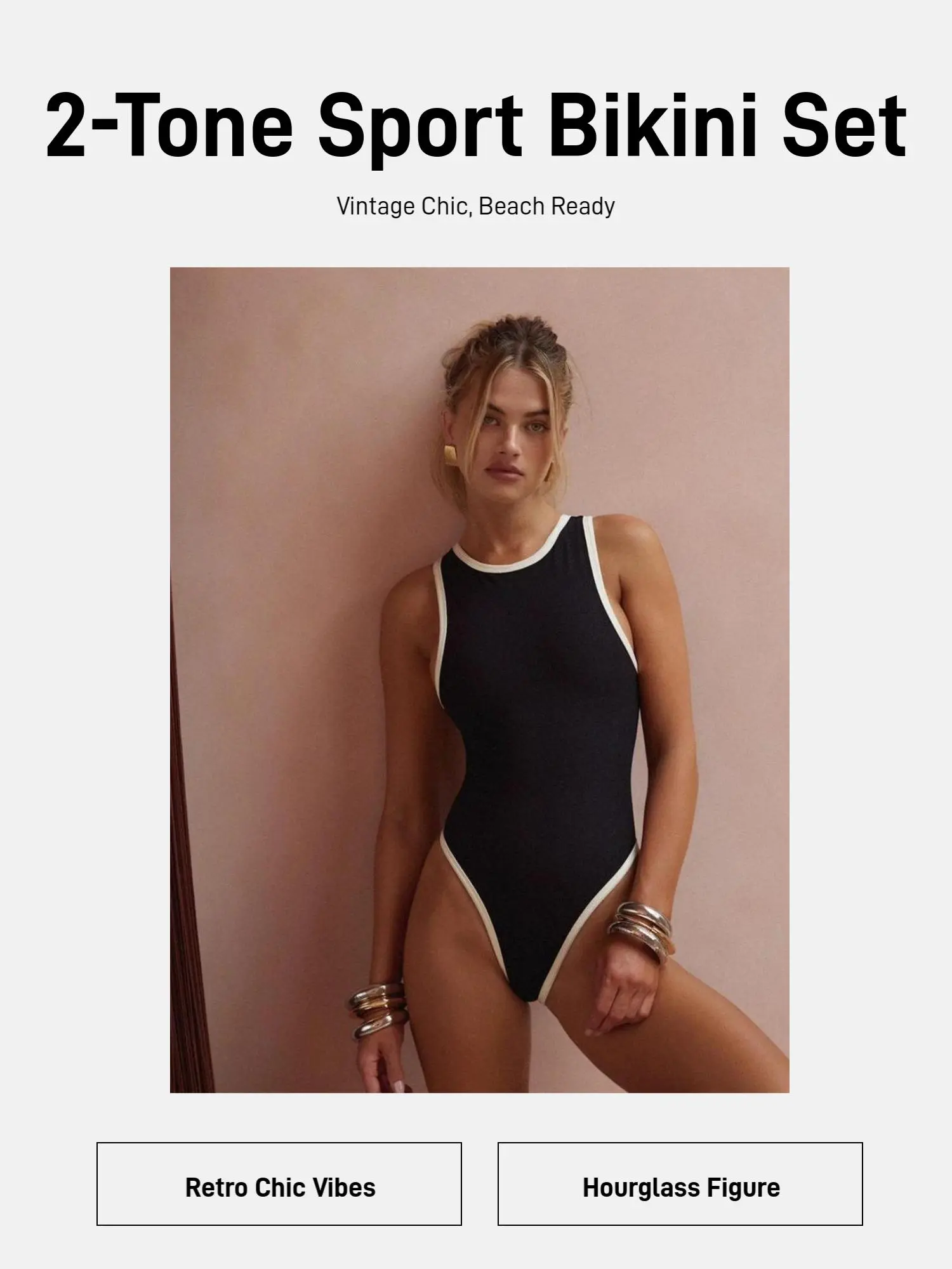 2-Tone Sports Bikini Set, Outdoor Surfwear-Ready Swimwear