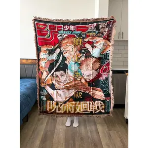 Anime Woven Blanket | Custom Wall Hanging Tapestry | Anime Room Decor for Fans Woven Blanket Woven Blanket