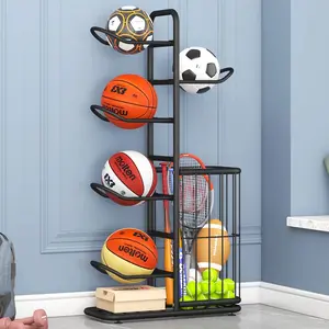 6 Tier Multifunctional Sports Ball Storage Rack - Adjustable and Durable, Utility Storage Rack for Storing Balls, Toys and Equipment Indoors, in The Garage or Outdoors