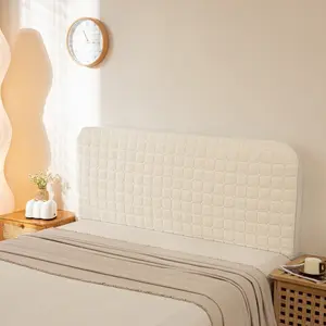 Cream Color Diamond Pattern Soft Package Headboard Cover, Simple Modern Style, Sleek Design, Elastic Full Coverage Design Fits Various Headboards, Thickened Anti-collision and Dust-proof, Creates Warm Bedroom Atmosphere, Enhances Comfort and Aesthetics