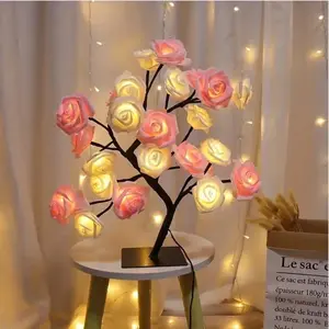 Base LED Small Branch Lights, Realistic Tree String Lights, Rose Flower Maple Leaf Tree Decorative Lights, Home Decoration