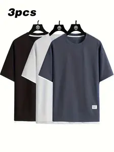 Men’s Fashion Sports T‑Shirt 3‑Pack — Casual Waffle Crew Neck Tee, Summer Edition