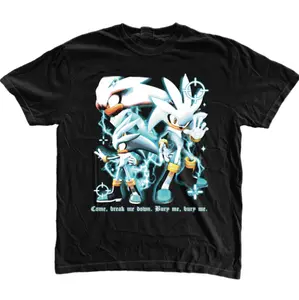 Silver the Hedgehog Bury Me T-Shirt, Shadow the Hedgehog Shirt, Unisex Vintage Graphic Tees Gothic Grunge Y2k Emo Scene Amity Affliction Style Clothes Men Women Streetwear
