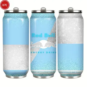 1pc 17oz Red Bull Glitter Tumbler with Lid, Vacuum Insulated Water Bottle, Summer Winter Drinkware, Outdoor Travel Accessories, Perfect Christmas & Valentine's Day Gift