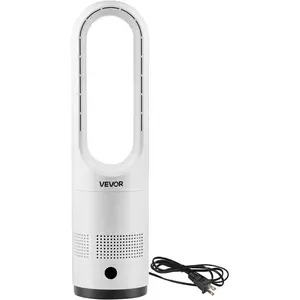 VEVOR Bladeless Tower Fan, 80° Oscillating Standing Fan, 8 Speeds & 9-Hour Timer, 15.42 ft High Velocity Floor Air Circulator, Powerful Airflow with Remote for Bedroom, Living Room, Home, Office,White