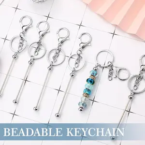 12 Pcs Metal DIY Beadable Keychains, Elegant Design Fashion Accessories, Perfect for Christmas Gifts, Valentine's Day Gifts