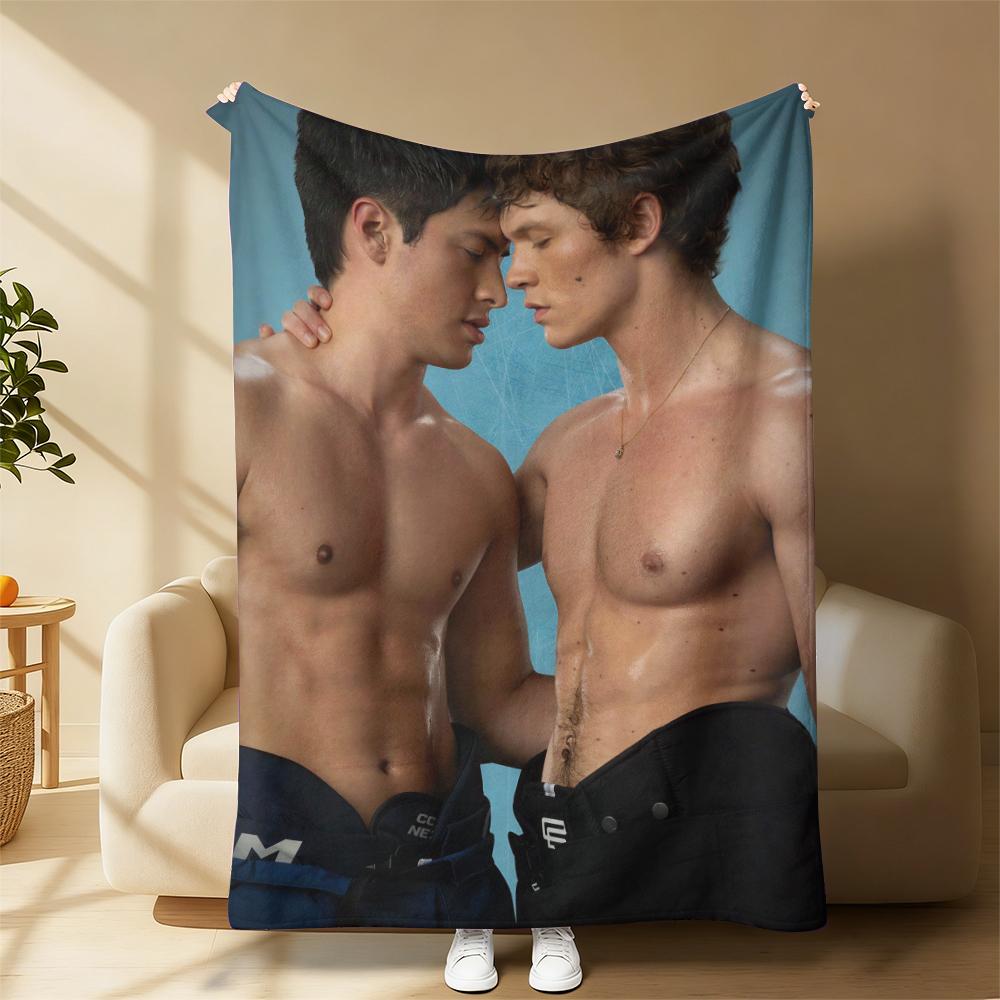 Vintage Heated Rivalry Flennel Blanket – Cozy LGBT Pride Throw blaze love pink soft micro hip-hop lover office use ideal bold poster-style artwork Suitable for all four seasons cozy flannel blanket love blanket Perfect Gift