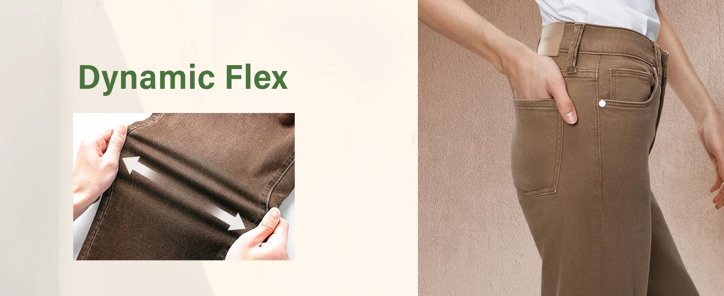 Women's High Waist Stretch Baggy Jeans, Minimalist Wide Leg for Women Distressed Basic Pants, Trendy Multi-Pocket Fitted Denim Trousers, Casual Comfy Denim Jean Womenswear Bottom