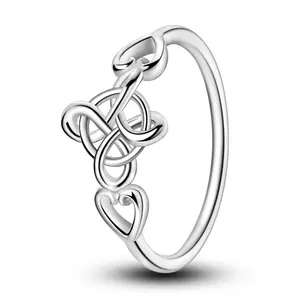 MULA Celtic Knot Ring S925 Sterling Silver 18K Gold Plated Simple Infinity Love Ring, Elegant Gift for Women and Girls on Anniversary, Valentine's Day, Birthday or Daily Wear
