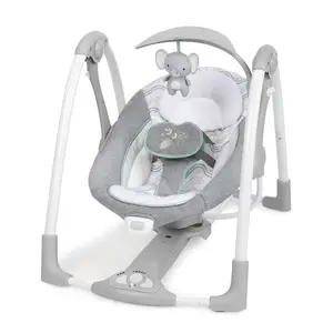 2-in-1 Compact Portable Automatic Baby Swing & Infant Seat, Battery-Saving Vibrations, Nature Sounds, 0-9 Months 6-20 lbs (Swell)