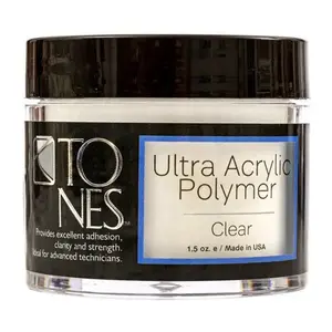 Tones Pro Acrylic Powder: "Sparkling Clear" – Crystal-Clear Finish, High-Strength, Pro Sculpting, Perfect for Nail Art Layers