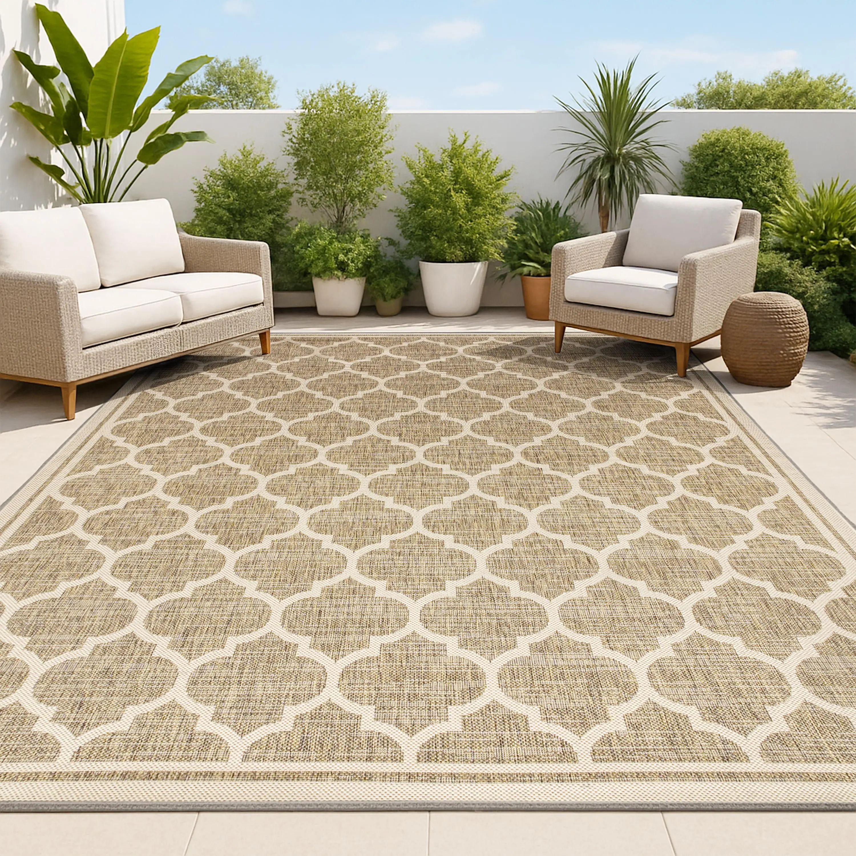 JONATHAN Y Trebol Moroccan Trellis Textured Weave Water Resistant Durable Indoor/Outdoor Area Rug - Suitable for Multiple Rooms, Available in Multiple Sizes