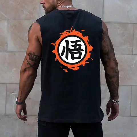 Retro Unisex 80s 90s Dragon Ball DBZ Oversized streetwear singlet muscle cotton outfits men short summer men's graphic tees Fits vacation outfits Anime tank tops men gifts