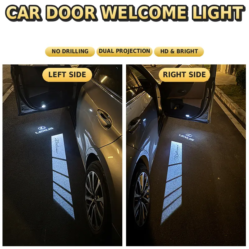 Car Door Carpet Projector Light [Original Logo + Stripe LEXUS], Left/Right Pair