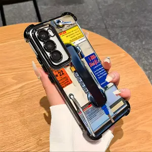 3D Realistic Telephone Model Pattern Aesthetic Electroplated TPU Casing For SAMSUNG GALAXY S22 S23 S24 FE PLUS ULTRA Four Corners Anti-Fall Transparent Casual style Soft Silicone Phone Cases Shell Tough Phone Cover Protector