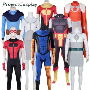 Invincible Anime Oliver Grayson Jumpsuit Anissa Thragg Cosplay Costume Men Mark Grayson Bodysuit Mask Gloves Carnival Suit Adult