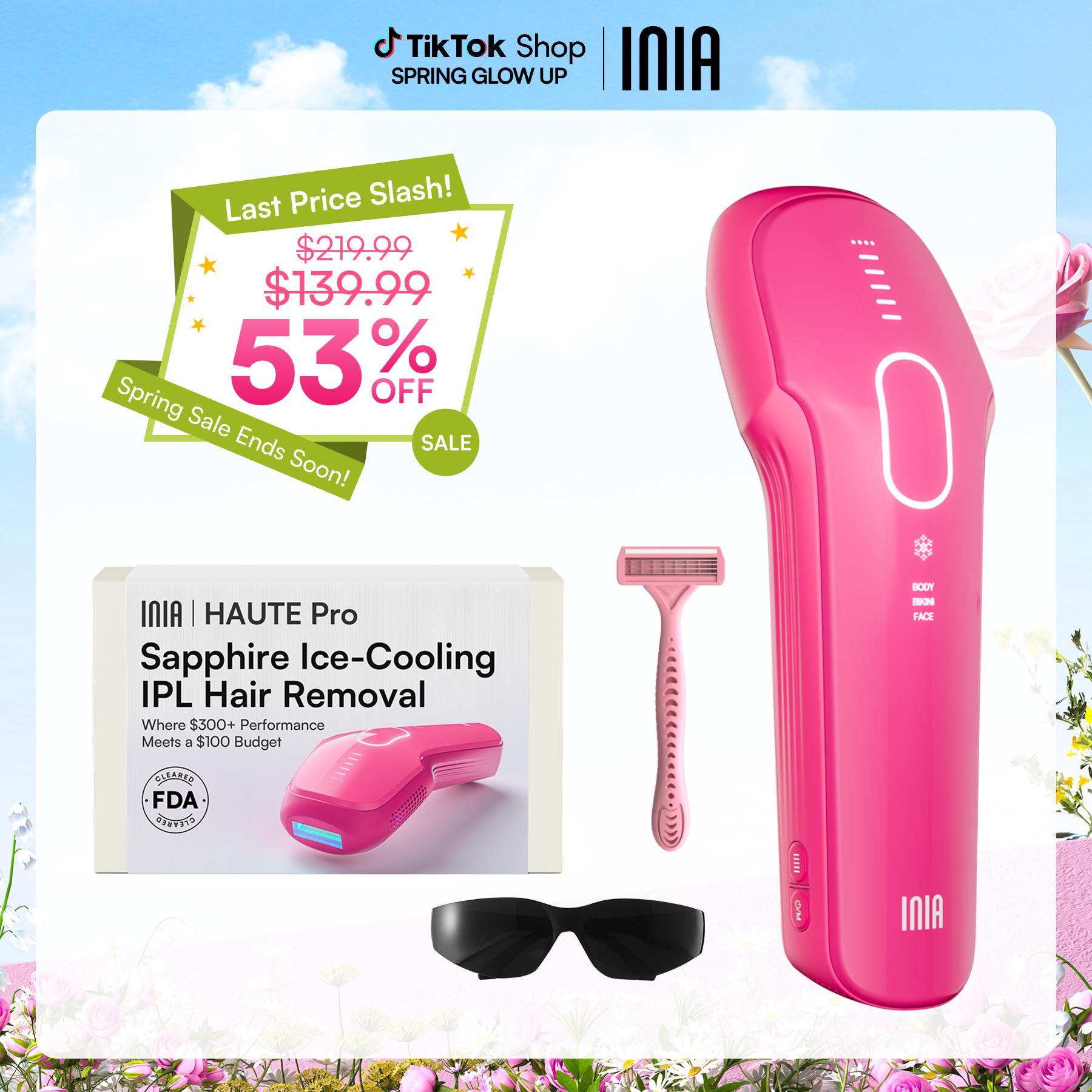 INIA HAUTE Pro Sapphire Ice-Cooling IPL Hair Removal Device – Painless, FDA Cleared, Full Body & Bikini Use, Long-Lastin