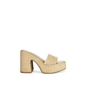 ANIKET-BEIGE WICKER PLATFORM SANDAL