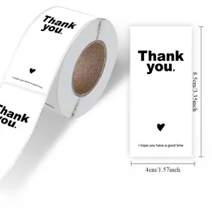 100 pcs/roll Simple White Thank You Stickers ins Rectangular Seal Stickers Gift Packaging Decorative Labels Gift Box Seal Stickers, Packaging Seal Stickers