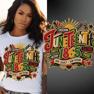 "We Outside Since 1865" DTF Transfer - Juneteenth Vibes - Unity · Freedom · Our Legacy Our Future - Suitable For T-shirts, Bags & Fabric Decor, Washable Iron-On Stickers, Black History Afro Pride Heat Transfer Stickers