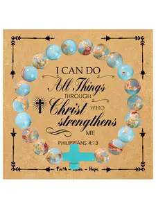 Christmas Gift Fashion Cross Style Bracelet for Women, Durable Elastic Design, Perfect for Mom, Daughter, Sister, Daily Wear Jewelry, Beads Bracelets