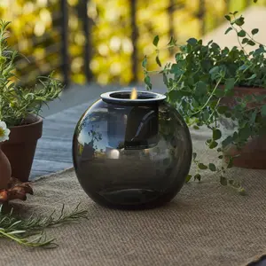 The Hand-Blown Glass Round - SMOKE - Luminara Flameless Candle