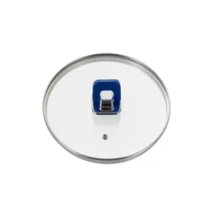 Sautepan Pot Lid, Easy Storage, Tempered Glass, Blue