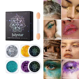 Multicolor Multi-Purpose Glitter Gel Kit, Star & Totem Sparkle for Face Body Hair Lips, High Pigment Long-Lasting Shine, Ideal for Festivals Parties