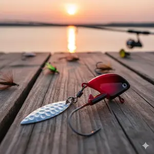 Stainless Steel Rust-Proof Jigging Lure Set, 360° Spiral Spoon Swimbait, Treble Hooks with Willow Blades, Saltwater Freshwater Fishing for Trout Bass Perch, 5 Sizes.